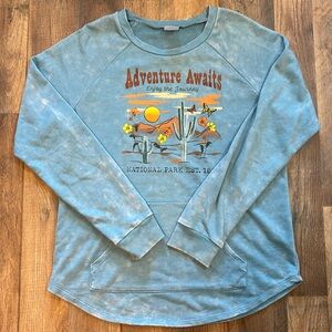 Juniors size Large long sleeve fade wash shirt